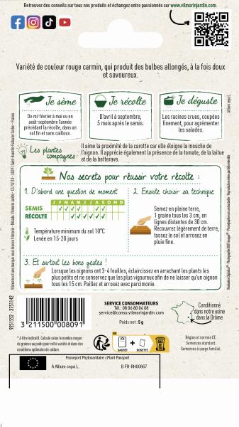 Potagères - Oignon Rossa di Firenze (Rouge Long de Florence race Simiane) - Légumes d'Autrefois - MEDIA_PACKAGING_VERSO